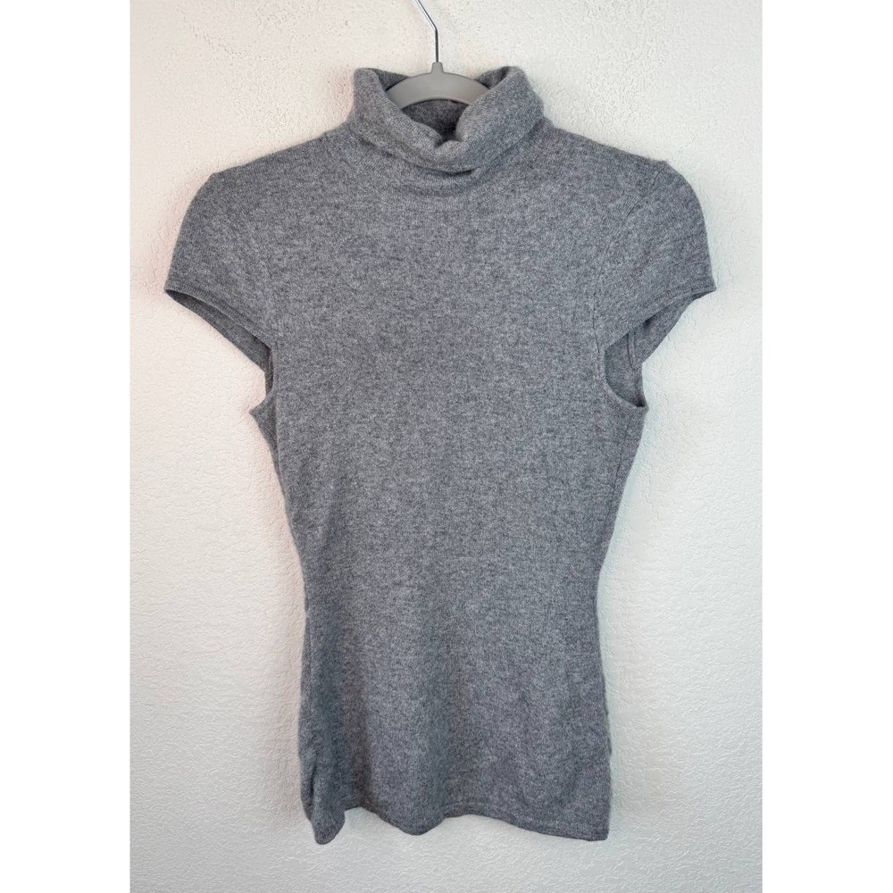 Saks Fifth Avenue 100% Cashmere Turtleneck Sweater Short Sleeve Sz M Old Money